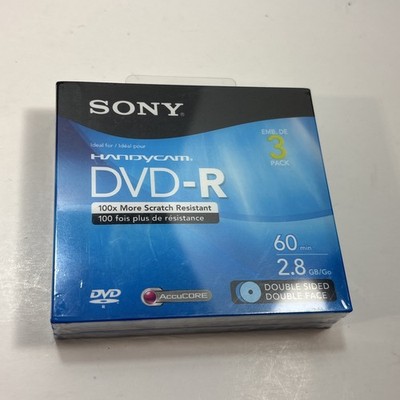 Sony Handycam DVD-R 3 Pack 60min 2.8GB Double Sided Double Faced Discs NEW