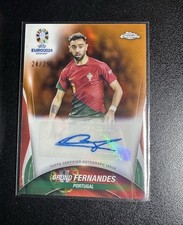 Bruno Fernandes 2024 Topps Chrome Soccer Auto Orange Parallel /25