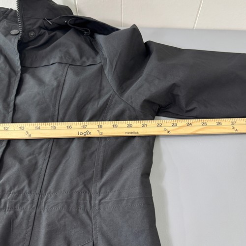 Gallery New York Black Raincoat Womens Size L Lightweight Hooded Jacket New - Picture 8 of 12