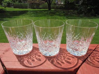 3 Rogaska Crystal Hamilton Double Old Fashioned Rocks Tumblers Glasses Excellent