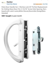 Patio Door Handle Set + Mortise Lock 45° Perfect for Sliding Glass door - White