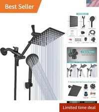 10'' High Pressure Rainfall Shower Head with Handheld Combo  11'' Extension Arm