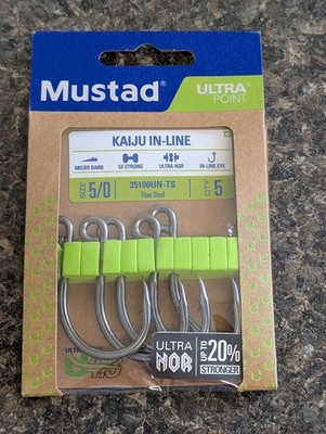 Mustad Kaiju UltraNor In-Line Single Hooks - Size 5/0 - 5X Strong - 35100UN-TS