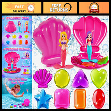 12 Pcs Colorful Mermaid Dive Bath Toys Set - Gem Seashell Pool Party Accessories