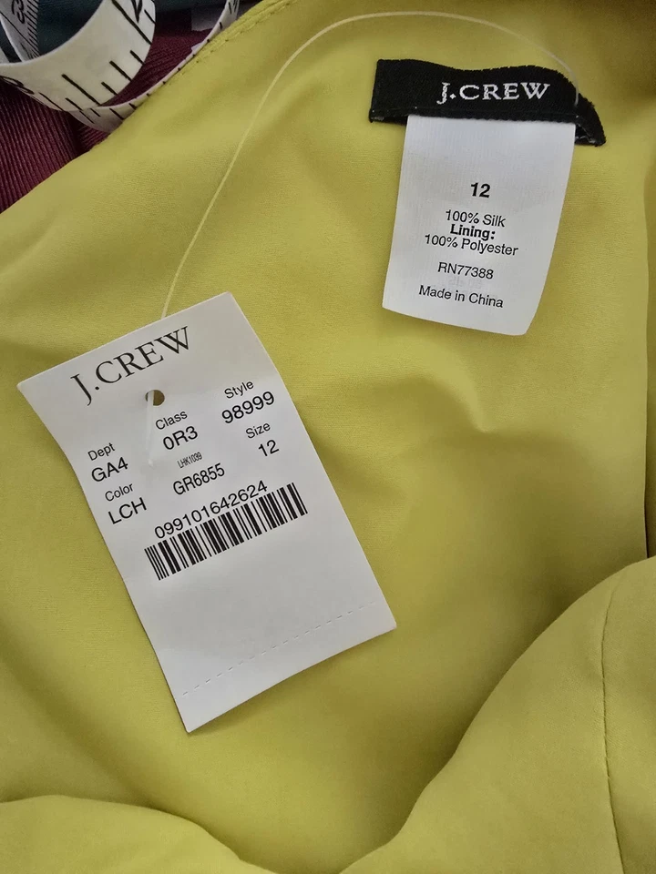 J.Crew Silk Sleeveless Dress Size 12 Yellow V-Neck A-Line Wedding Party - Image 3 of 4