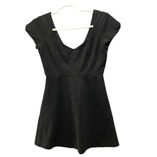 Urban Outfitters Fit & Flare Mini Dress 0 Black Cap Sleeve V-Neck Ponte Knit