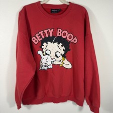 Betty Boop Red Graphic Sweatshirt Women's Size M Betty Boop Character Print