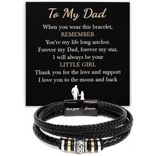 To My Dad Braided Leather Bracelet, Fathers day Gift from Daughter Thank You