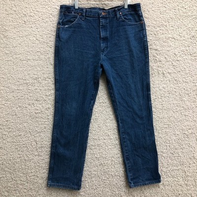 Wrangler Jeans 38x32 Mens Blue Classic Rigid Slim Fit Cowboy Dark Wash Western