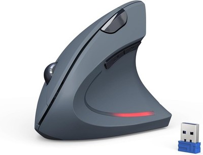 TECKNET Ergonomische Vertikale Maus 4800 DPI Wireless Silent 6 Tasten Optisch Grau