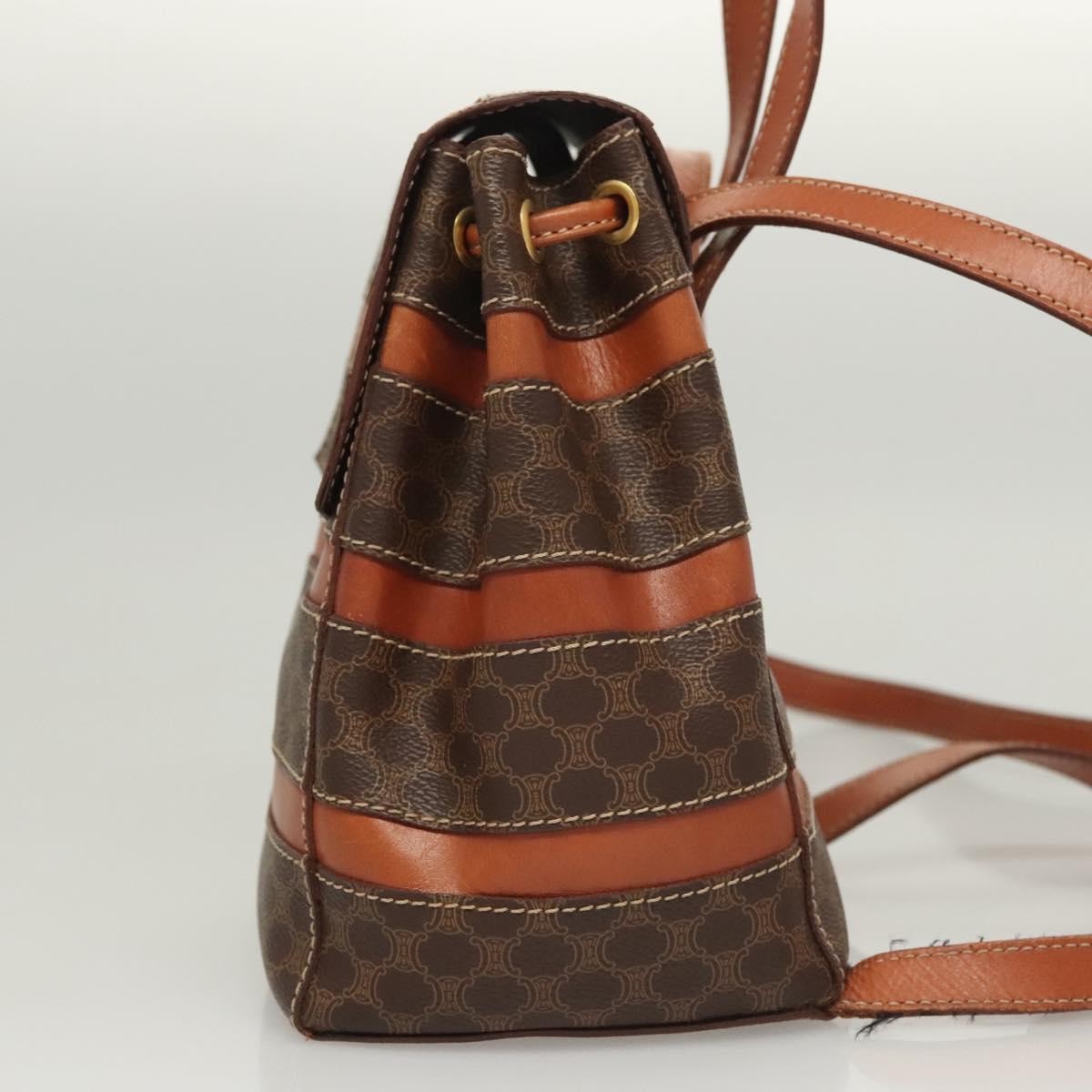 Celine Vintage Drawstring Flap Backpack Macadam C… - image 3