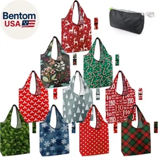 Christmas Reusable Grocery Bags 10 Pack Reusable Shopping Bags Bulk Christmas Gi