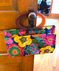 Vintage 1960's Lady's Pride Shopping Tote Purse Convertible Bag Flower Power