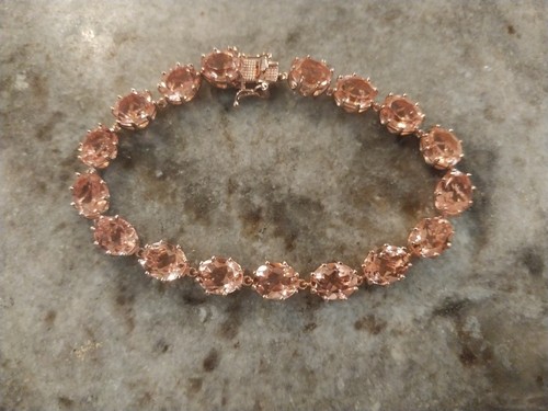 Morganique Quartz (Triplet) Link Bracelet/18KVermeil RGold/Sterling,Sz 7.25 OR8" - Picture 11 of 15