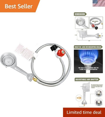 #ad High Pressure Cast Iron Propane Burner Head with Adjustable 20 PSI Regulator $56.64