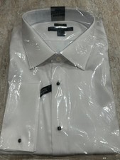 Pronto Uomo White Dress Shirt With Black Buttons 100 Cotton Size 19 34/35 NEW