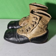 Victorian Era Antique Baby Shoes Boots Button-Up Leather Toddler Kids' A25