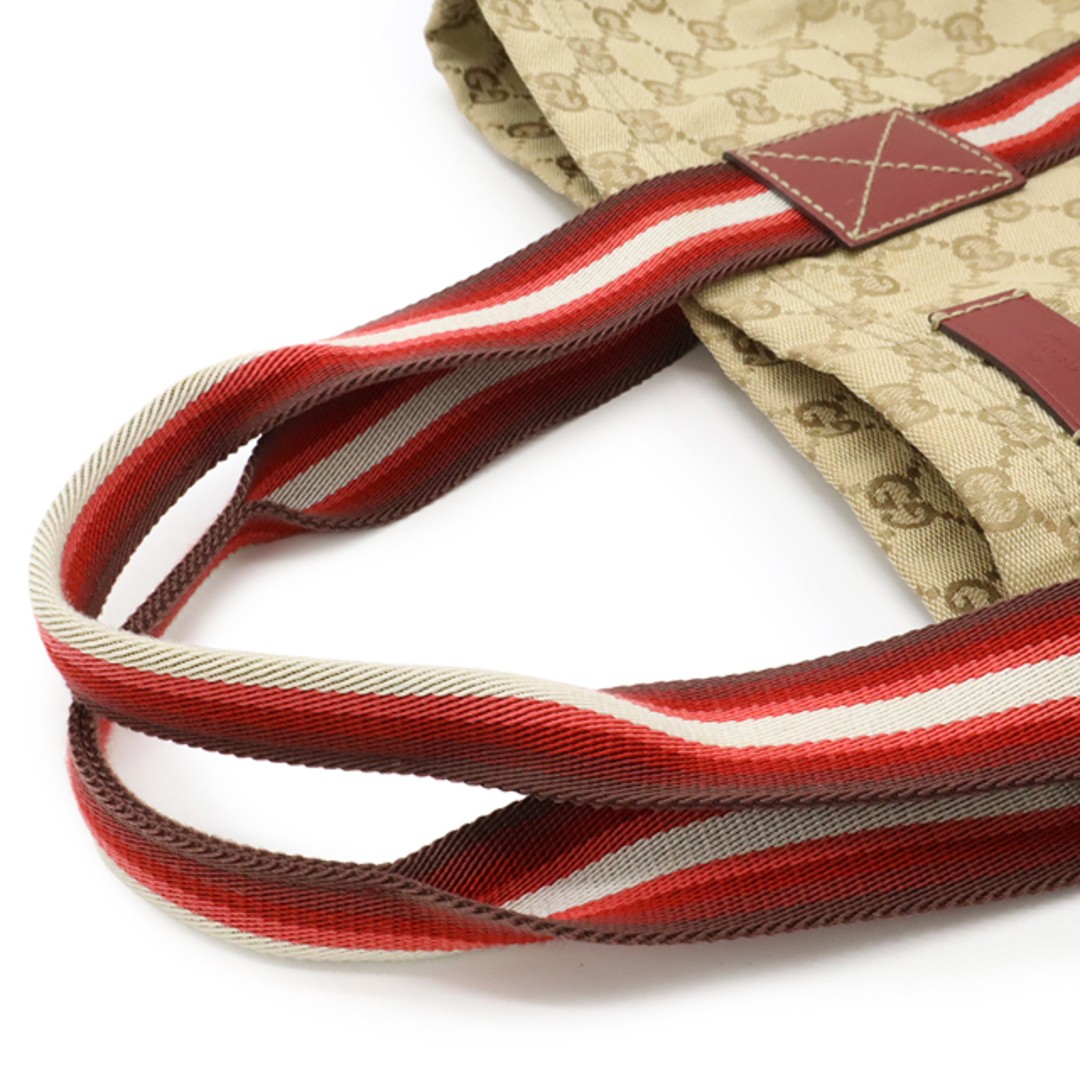 GUCCI GG Canvas Sherry Line Tote Bag Large Beige Red Used Bag thumbnail 5