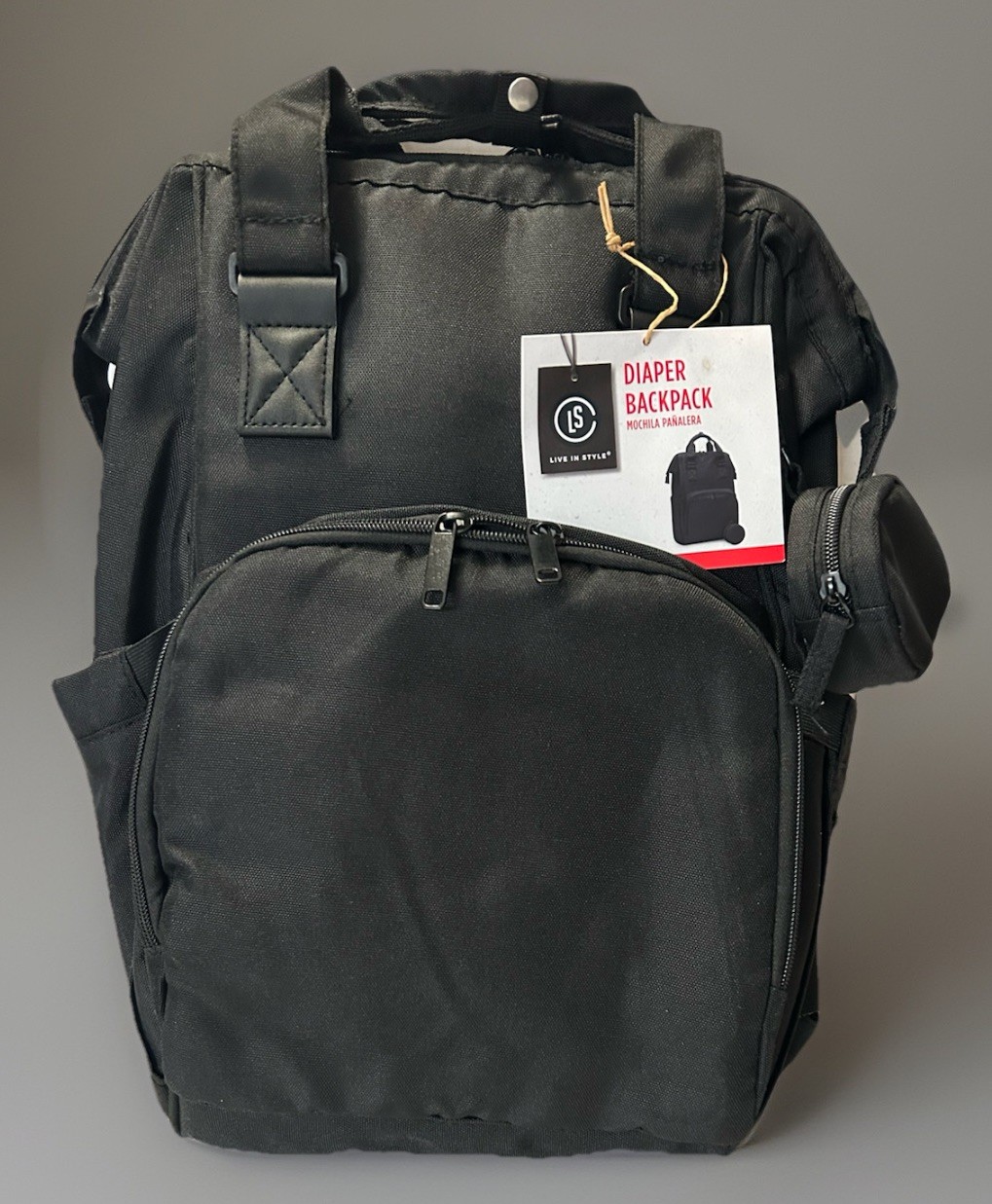 Live In Style Diaper Bag Backpack With Changing Pad Black New