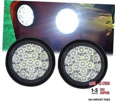 4 Round Led Back Up Reverse Fog Light With Clear 2pcs Lights - White