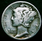 1931-D Mercury Dime - 90% Silver - Free Shipping!