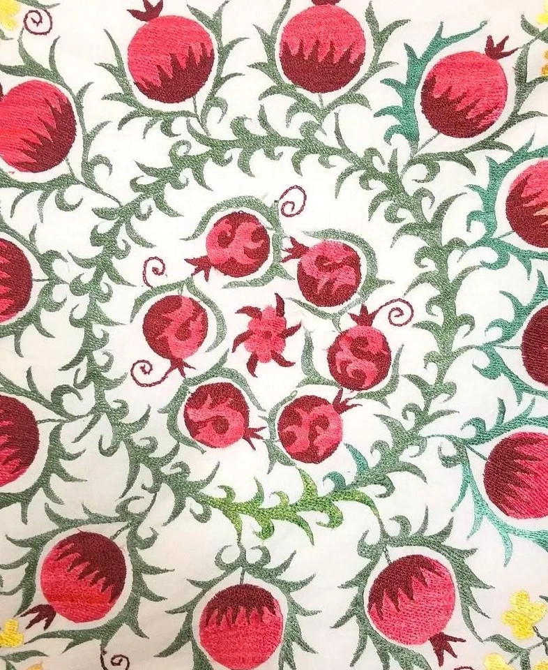 TABLE TOP - WALL HANGING - UZBEK SUZANI  30" x  32" - SILK EMBROIDERY ON COTTON - Image 2 of 4