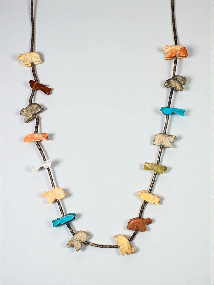 Collar Zuni Fetiche Heishi Coral Turquesa Jaspe Foto 2 de 3