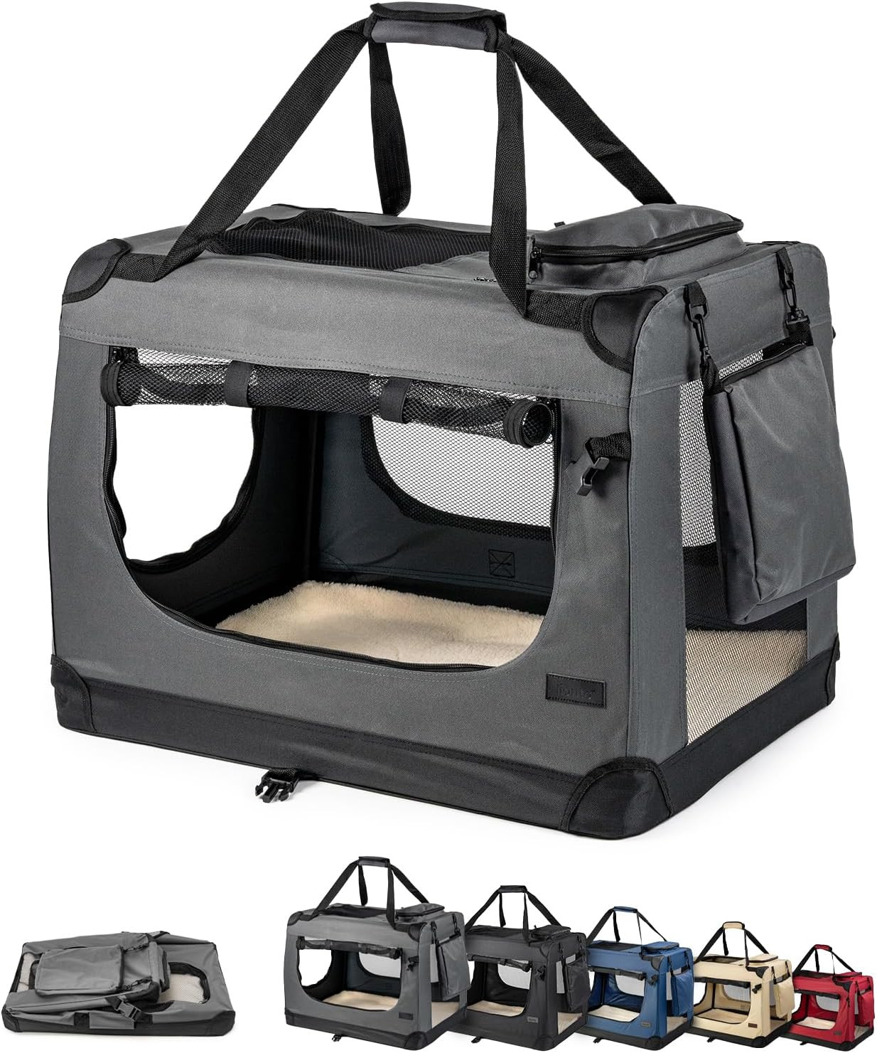 Box Trasporto Cani 50x34x36 - Trasportino Auto Pieghevole Professionale