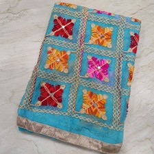 Indian Vintage Punjab Wedding Phulkari Dupatta Embroidery Scarf Veil Stole Hijab