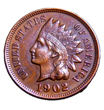 1902 Indian Head Penny Cent - Choice AU Full Liberty With Rainbow Toning