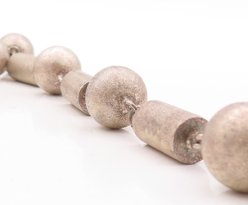 925 Sterling Silver Vintage Bracelet Solid Sphere & Cylinder Linked BT10925 - Picture 7 of 9