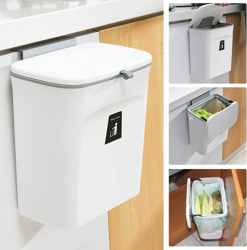2.4 Gallon Kitchen Compost Bin for Counter Top or under Sink, Hanging Small Tras