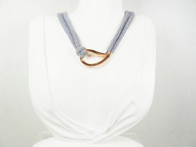 ADAMI & MARTUCCI Sterling Silver Rose Gold Plated Pendant  Double Chain Necklace