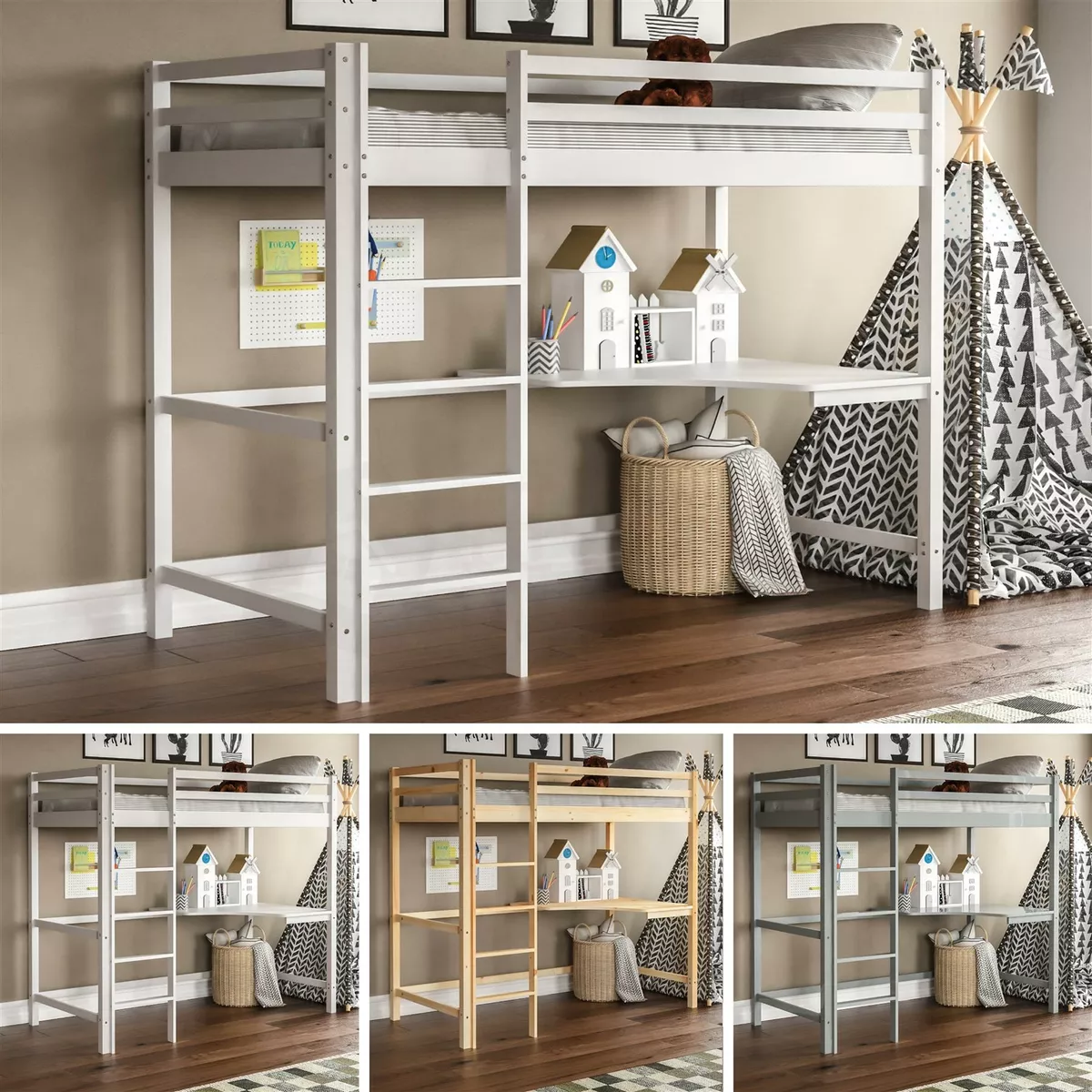 Loft bed best sale with side desk