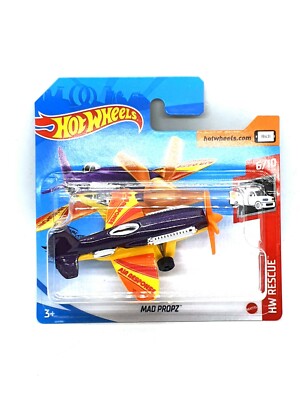 Hot Wheels Mad Propz Purple HW Rescue Kid Model Diecast Toy Plane