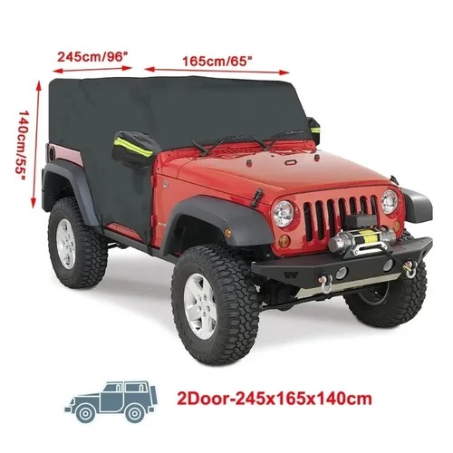Half Car Cover Waterproof Anti-Dust Protection For Jeep Wrangler CJ YJ TJ 87-24 - Picture 6 of 10