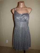 Guess Lace Dress Size Small Womens Gray Silver Metallic One Shoulder