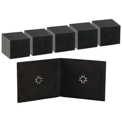 PEARL CD Hüllen: Doppel CD Slim Soft Boxen im 50er-Set, 7 mm, schwarz