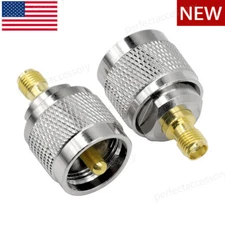 2Pcs PL259 UHF Male Plug to SMA Female Jack RF Coaxial Adapter Barrel Connectors