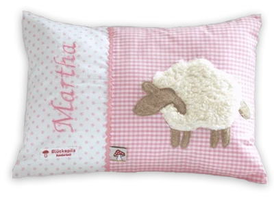 GLÜCKSPILZ-SHOP Glückspilz Namenskissen Babykissen I Schaf I mit Namen personalisiert