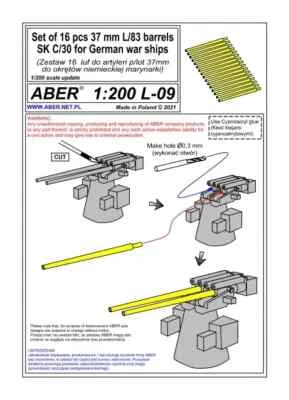 Aber	S 1:200 L-09	Jeu de 16 canons 37 mm L/83 SK C/30 pour navires allemands - Photo 1/4