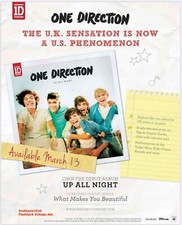 2011 One Direction "Up All Night" Debut Album U.S. Release Promo Ad Print