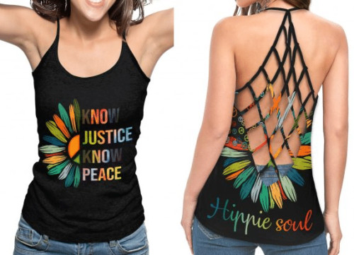 Hippie Tank Top Gift For Hippie Lover Know Justice CRISS CROSS TANK TOP |  eBay