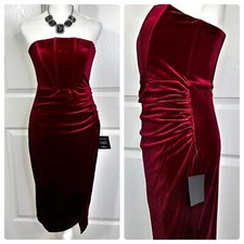 NWT Lulus Velvet Strapless Ruched Midi Dress Women’s S