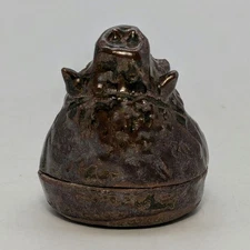 Boar incense container iron glaze with box zodiac incense holder pottery Japan