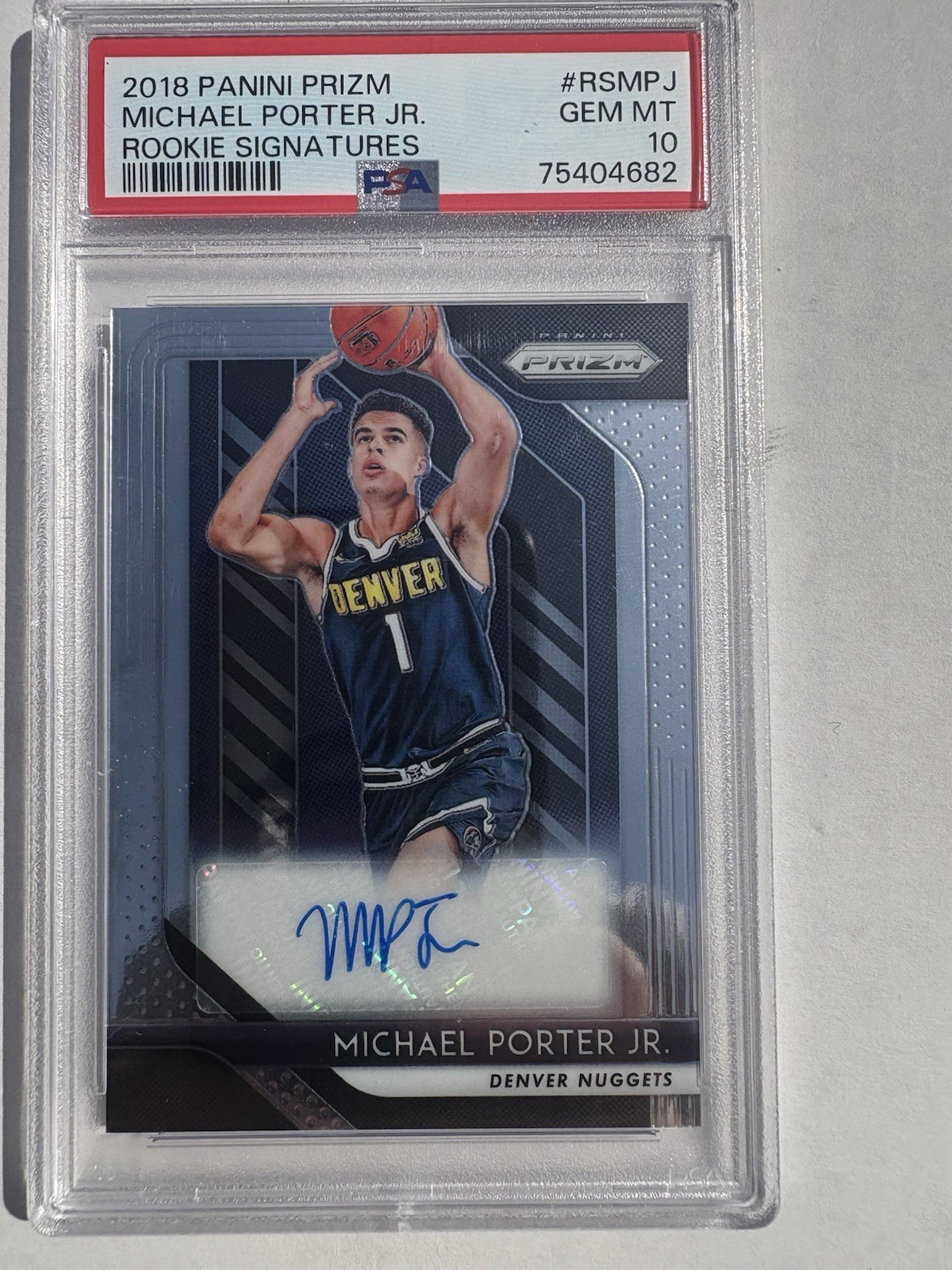 2018-19 Panini Prizm Rookie Signatures Michael Porter Jr Rookie Autograph PSA 10