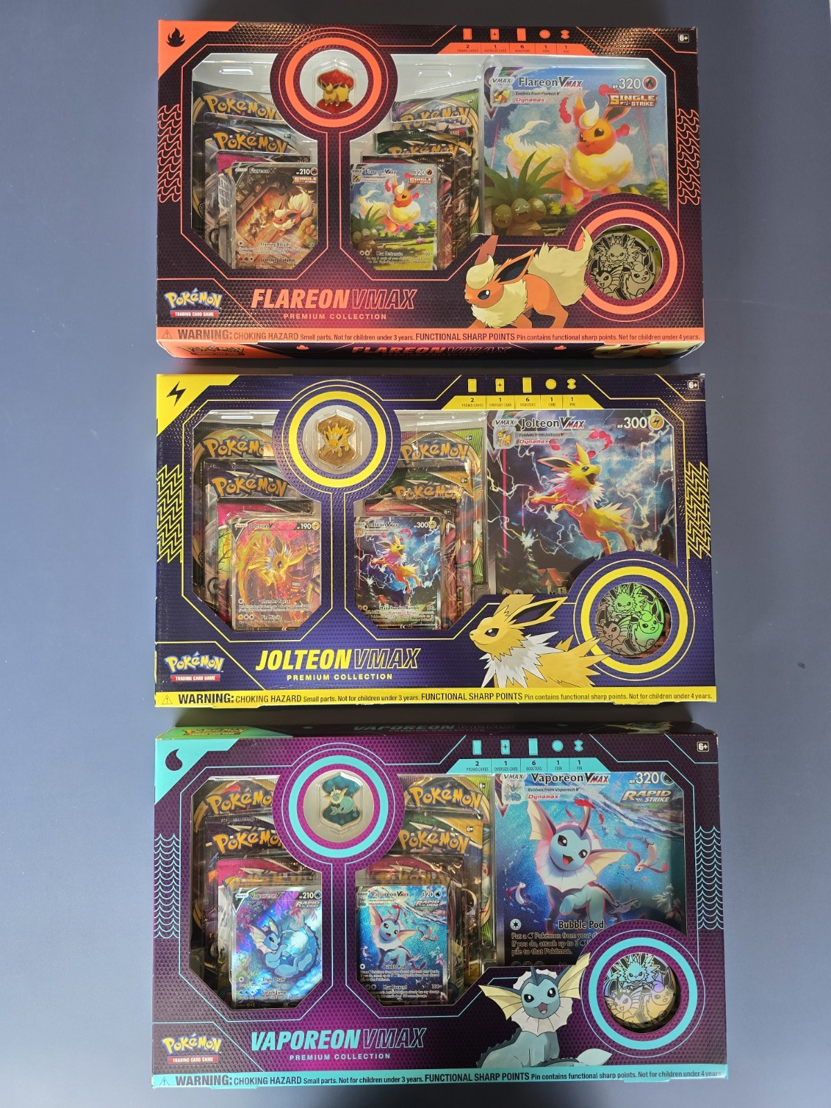Pokemon Eeveelution Vmax Premium Collection Vaporeon Flareon Jolteon Set of 3