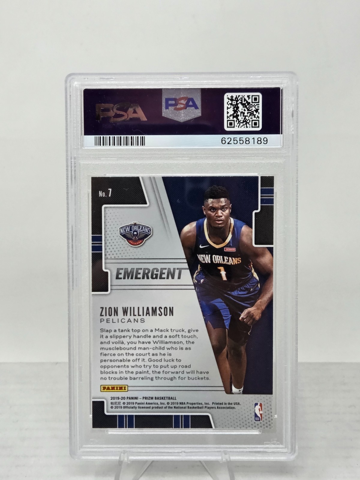 2019 Prizm ZION WILLIAMSON Emergent Rookie Card PSA 10 Gem Mint view 2