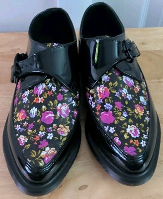 Dr Marten Areli Floral Point Tie Patent Leather Shoes Size UK 5 US 7
