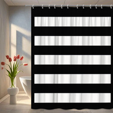 Black and White Striped Shower Curtain - Modern Bathroom Decor